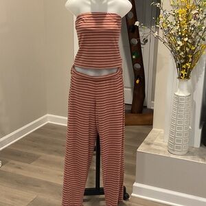FP Movement by Free People Strapless Striped Jumpsuit - Pink and Black